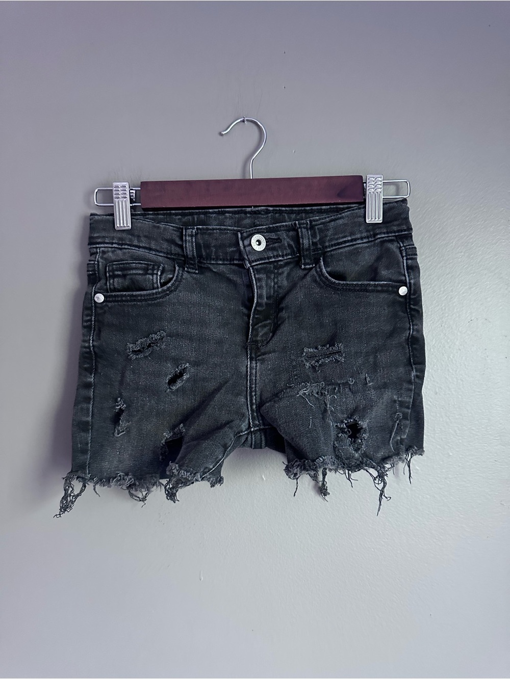 Art Class Distressed Black Low Rise Denim Shorts Girls Size 12